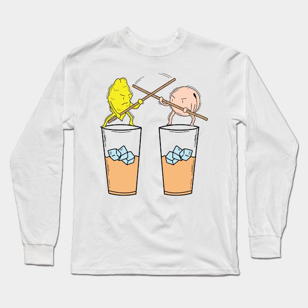 Iced tea peach and lemon fight with sticks Long Sleeve T-Shirt by dieEinsteiger